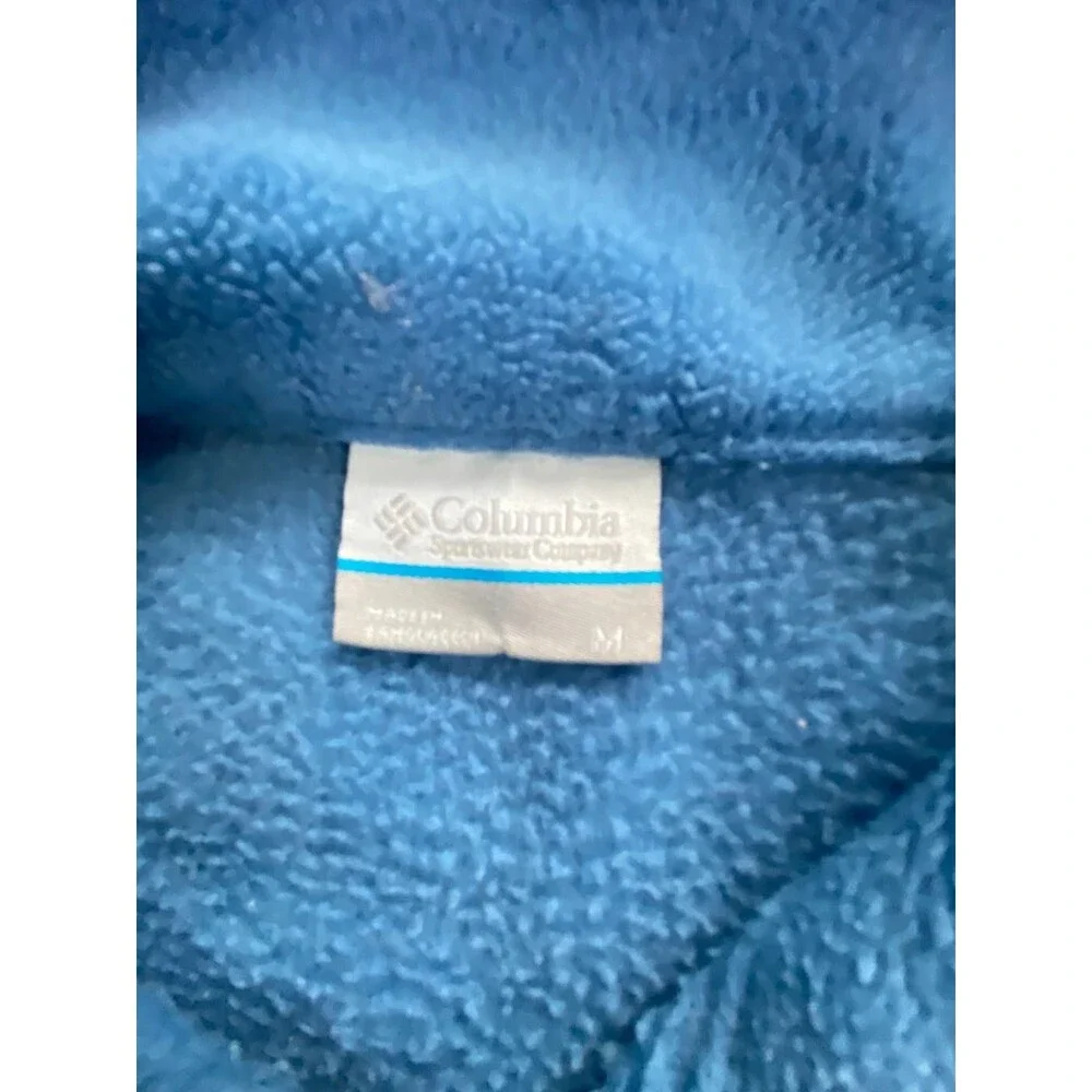 Columbia Men's Medium Blue Fleece Snap Button Pullover Sweatshirt 100 Polyester